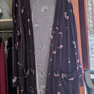 Maurices Purple Floral Cardigan